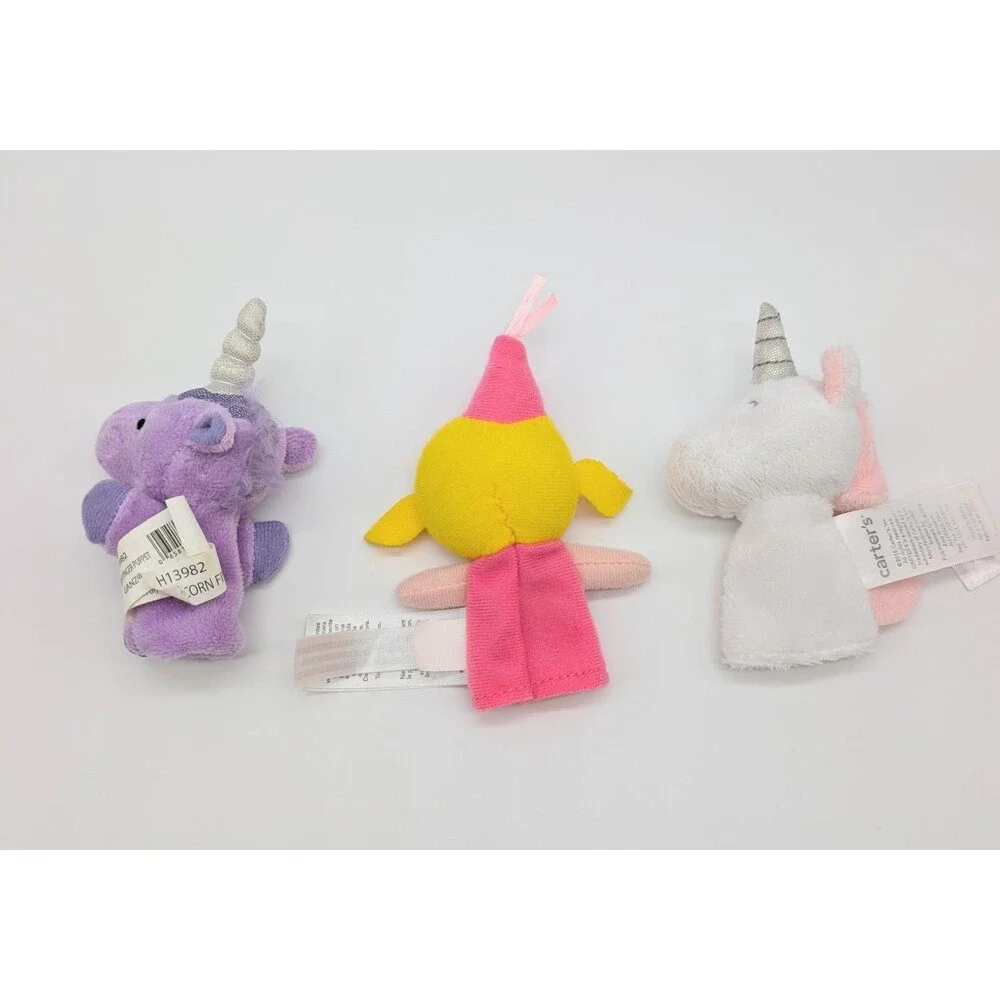Carter's & Ganz Set of 3 Plush Finger Puppets Unicorns & Princess Girl